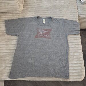 Miller High Life Beer Graphic T-Shirt Mens Size XL Gray Retro Logo Soft